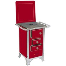 Fogão a Lenha Tradicional Venâncio No00 Vermelho com Tampa e Forno em Aço Carbono