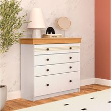 Cômoda England 4g 4 Gavetas Mdf Puxador Plástico Branco Brilho Freijó Móveis Primavera