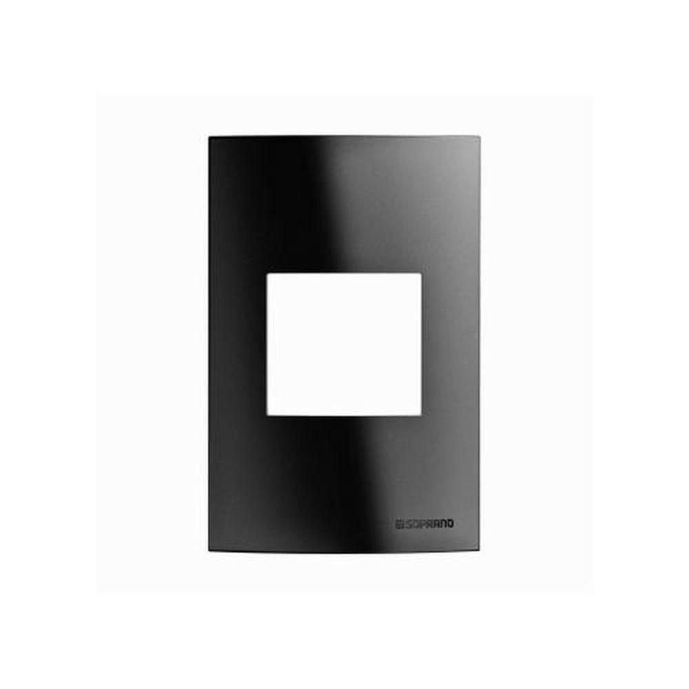 Conjunto Placa 2 Módulos 4x2 Linha Brava com Suporte Preto Soprano para Instalação Elétrica