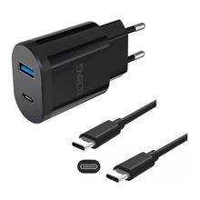 Fonte de Parede MDM Type-C para Celular Carregamento Rápido 20W Preto com Cabos