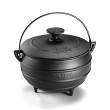 Caldeirão Tripé 925PM Ferro Fundido Preto 2L com Tampa Panela Mineira