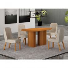 Conjunto de Jantar Iza 4 Lugares Tampo em MDF Mesa 135x90cm Arbo