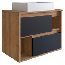 Gabinete Suspenso para Banheiro LVP03 com Cuba de Sobrepor MDP 60cm Preto Nova Mobile