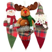 Enfeite Natalino Trio de Natal com Rena e Papai Noel para Decoração, Verde, Vermelho e Marrom Outras