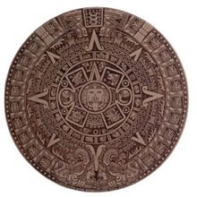 Calendário Asteca Decorativo em MDF 30 cm Natural [F031] Peça Única Detalhada Marrom Trovarelli