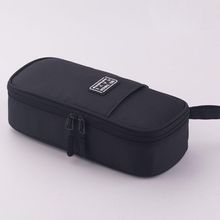 Estojo de Lápis OEM Grande Capacidade Escolar com 2 Compartimentos e Zíper de Metal Resistente Preto