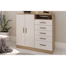 Cômoda Guatemala 5 Gavetas em MDF com Puxador Plástico Branco