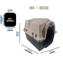 Casinha para Cachorro OEM N4 Unishop Pequeno e Médio Porte em Plástico Bege com Colchonete 1 Unidade