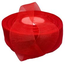 Fita de Organza Voal Premium em Material Organza 38mm Vermelho Rolo com 10m OEM