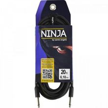 Cabo para Guitarra Ninja 6,10M P10 X P10 com Blindagem em Cobre Espiralado Preto Santo Angelo