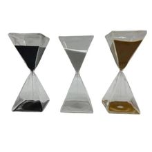 Ampulheta Decorativa com Areia Colorida 19,5 cm com Corpo de Vidro Quadrado Transparente Lextack