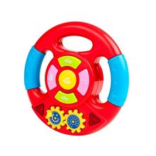 Brinquedo Volante Interativo Infantil Carro com Sons Luzes Volante Giratório Vermelho