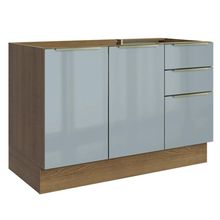 Balcão Gabinete De Pia 120 Cm 2 Portas 3 Gavetas (sem Tampo) Rustic/cinza Lux Madesa Rustic/cinza