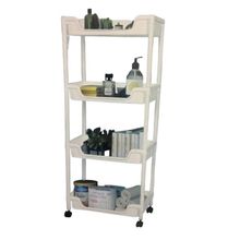 Carrinho Organizador Cozinha Multiuso Manicure Brinquedos 4 Prateleiras Fruteira Quarto Escritorio Varanda Branco