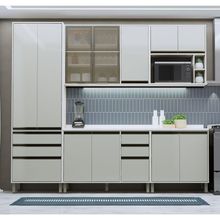 Cozinha Modulada Completa 5 Peças 270cm Com Vidro