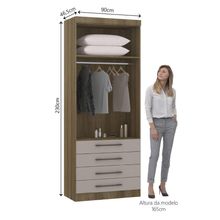 Guarda Roupa Modulado Paris 2 Portas Bater 4 Gavetas Avelã Pf-cinammon Pf Luciane Móveis