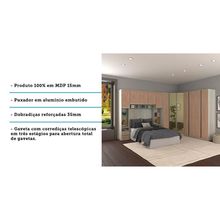 Guarda Roupa Canto Com Vidro Reflecta Crema Com Cumaru
