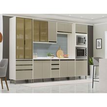 Cozinha Modulada Completa 6 Peças Com Tampo Linea Luciane Mó Pátina Ff-mocca Laca