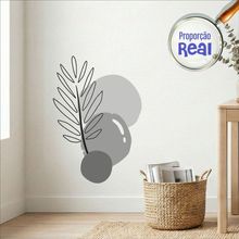 Adesivo Floral Boho Cinza Estilo Nórdico 55x80 Minimalista Mod.02