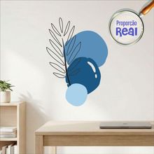 Adesivo Floral Boho Azul Estilo Nórdico 50x35 Minimalista Mod.02