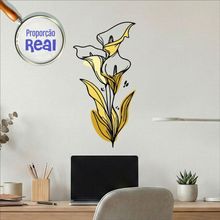 Adesivo Floral Boho Amarelo Estilo Nórdico 30x60 Minimalista Mod.04