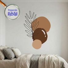 Adesivo Floral Boho Marrom Estilo Nórdico 130x90 Minimalista Mod.02