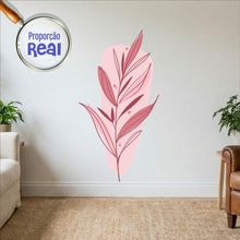Adesivo Floral Boho Rosa Estilo Nórdico 63x120 Minimalista Mod.03