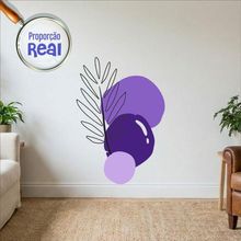 Adesivo Floral Boho Roxo Estilo Nórdico 100x69 Minimalista Mod.02