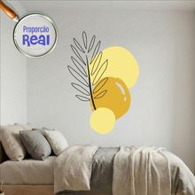 Adesivo Floral Boho Amarelo Estilo Nórdico 130x90 Minimalista Mod.02