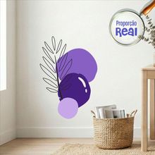 Adesivo Floral Boho Roxo Estilo Nórdico 55x80 Minimalista Mod.02