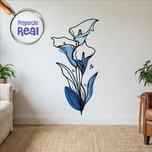Adesivo Floral Boho Azul Estilo Nórdico 60x120 Minimalista Mod.04
