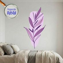 Adesivo Floral Boho Roxo Estilo Nórdico 79x150 Minimalista Mod.03