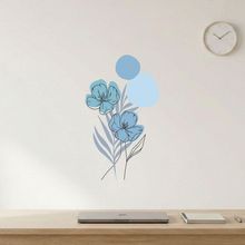 Adesivo Floral Boho Azul Estilo Nórdico 35x60 Minimalista Abstrato