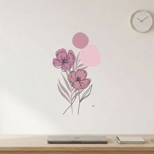 Adesivo Floral Boho Rosa Estilo Nórdico 35x60 Minimalista Abstrato