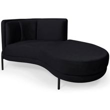 Chaise Direito Sala De Estar Penélope Base Preto Veludo Preto - Nexta Casa