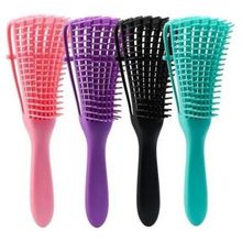 Escova Polvo Para Cabelos Cacheados Desembaraçante Flexivel 8 Pontas Rosa