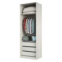 Guarda Roupa Closet Sem Porta 80,4cm 3 Gavetas, Maleiro, 1 Cabideiro Prime Luciane Móveis Legno Crema