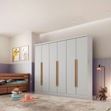 Guarda Roupa Sofia 100% Mdf 6 Portas E 2 Gavetas Moderna Branco/naturalle