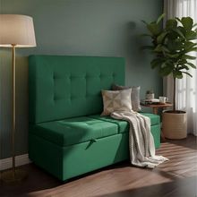 Canto Alemão Recamier Bau + Painel Madri 160cm Veludo Verde - Inova Decor