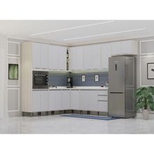 Cozinha Modulada Completa 10 Peças Com Tampo Art Luciane Móv Pátina-cinza Cristal
