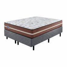 Conjunto Box Casal Ecoflex King Size 68x193x203cm Marrom/cinza
