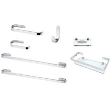 1 Kit De Banheiro 7 Peças Porta Toalha Polido 60 Cm