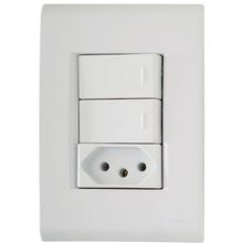 Conjunto Liz Branco 4x2 com 2 Interruptores Paralelos de 10 Ampères E 250 Volts + 1 Tomada 2p+t de 2