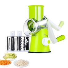 Cortador Ralador E Fatiador Manual Multifuncional Com 3 Lâminas Em Aço Inox