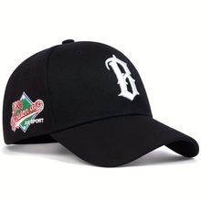 Boné Baseball Bordado Letra B Casual Ajustavél Esportivo Preto único