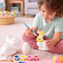 Coelhos Ovos Páscoa Para Colorir Com Tintas Pincel Kit 40pçs