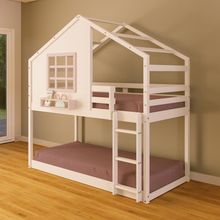 Beliche Montessoriano Casinha Com Janela Madeira Maciça Branco/rosa Housin