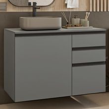 Gabinete Suspenso Para Banheiro 100cm 1 Porta 3 Gavetas Nice Madesa 03 Cinza