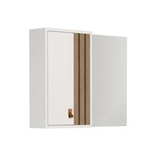 Espelheira Ariel 80cm Com Detalhe Ripado Branco/jequitibá