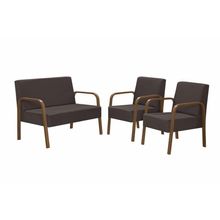 Conjunto Luna Braço Madeira D Salla Suede Marrom